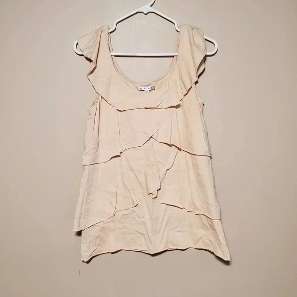 Cabi style #321 women's size small top ruffles tan - Picture 1 of 4